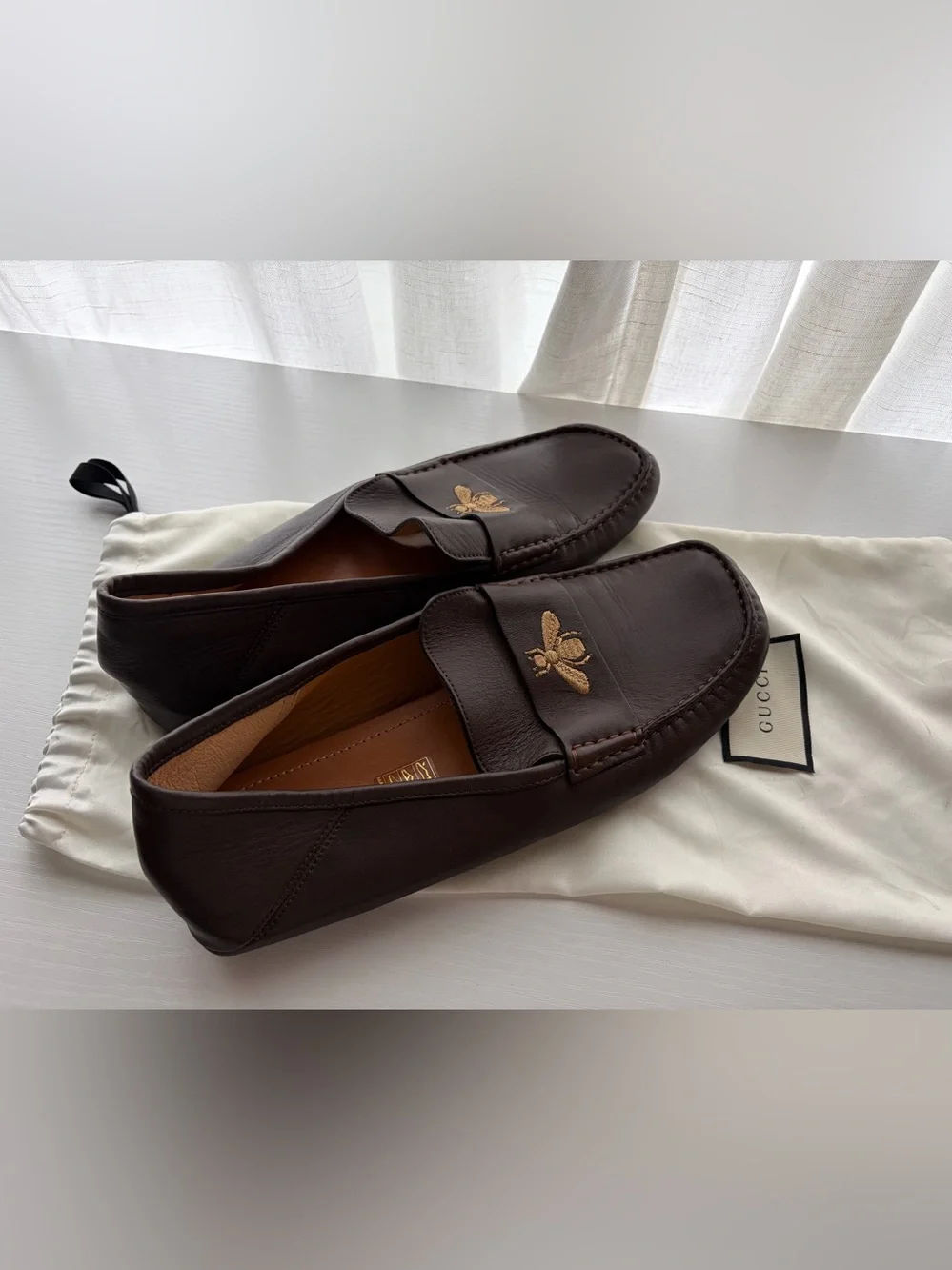 Gucci men’s driving loafers bee sz UK 8 US 9